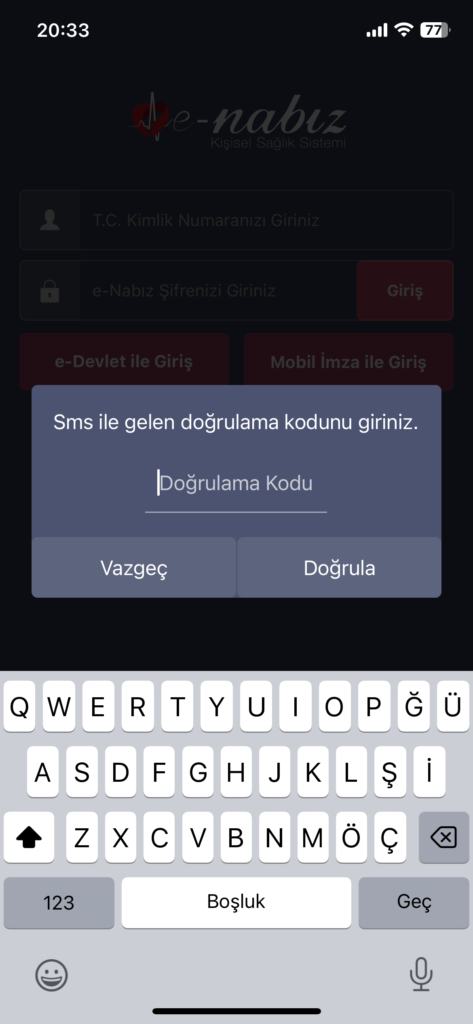 e-nabız şifremi unuttum